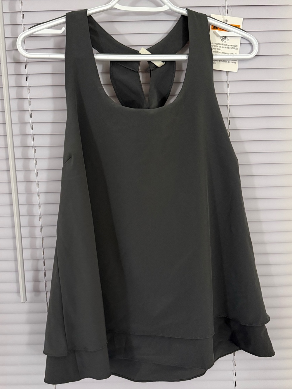 DNA couture Gray Sleeveless Keyhole Tank